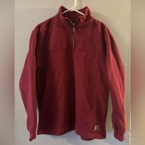 Carhartt Mens Relaxed Fit 1/4 Zip Sweatshirt Mock Neck Pocket Red Size M Red 126